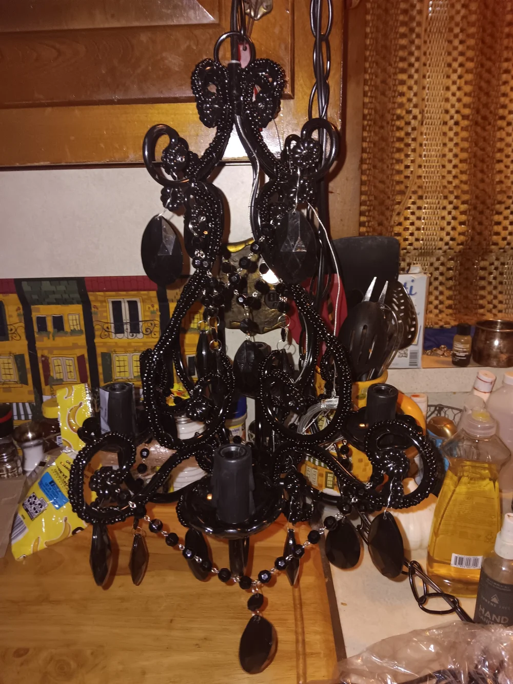 Black Beaded Mini Chandelier